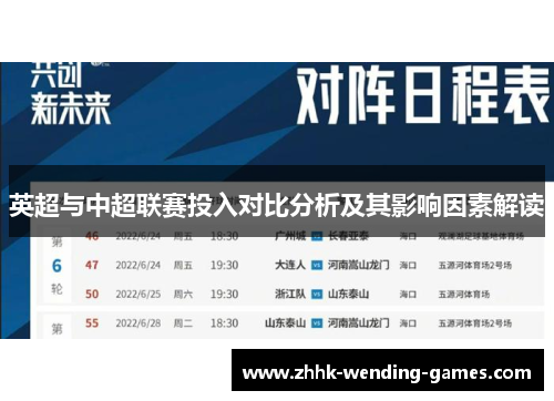 英超与中超联赛投入对比分析及其影响因素解读